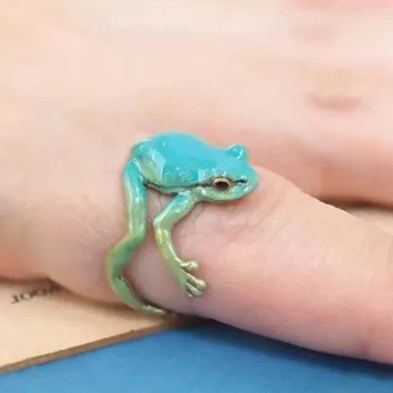 Frog Ring Stainless Steel Green - OutfitLondon