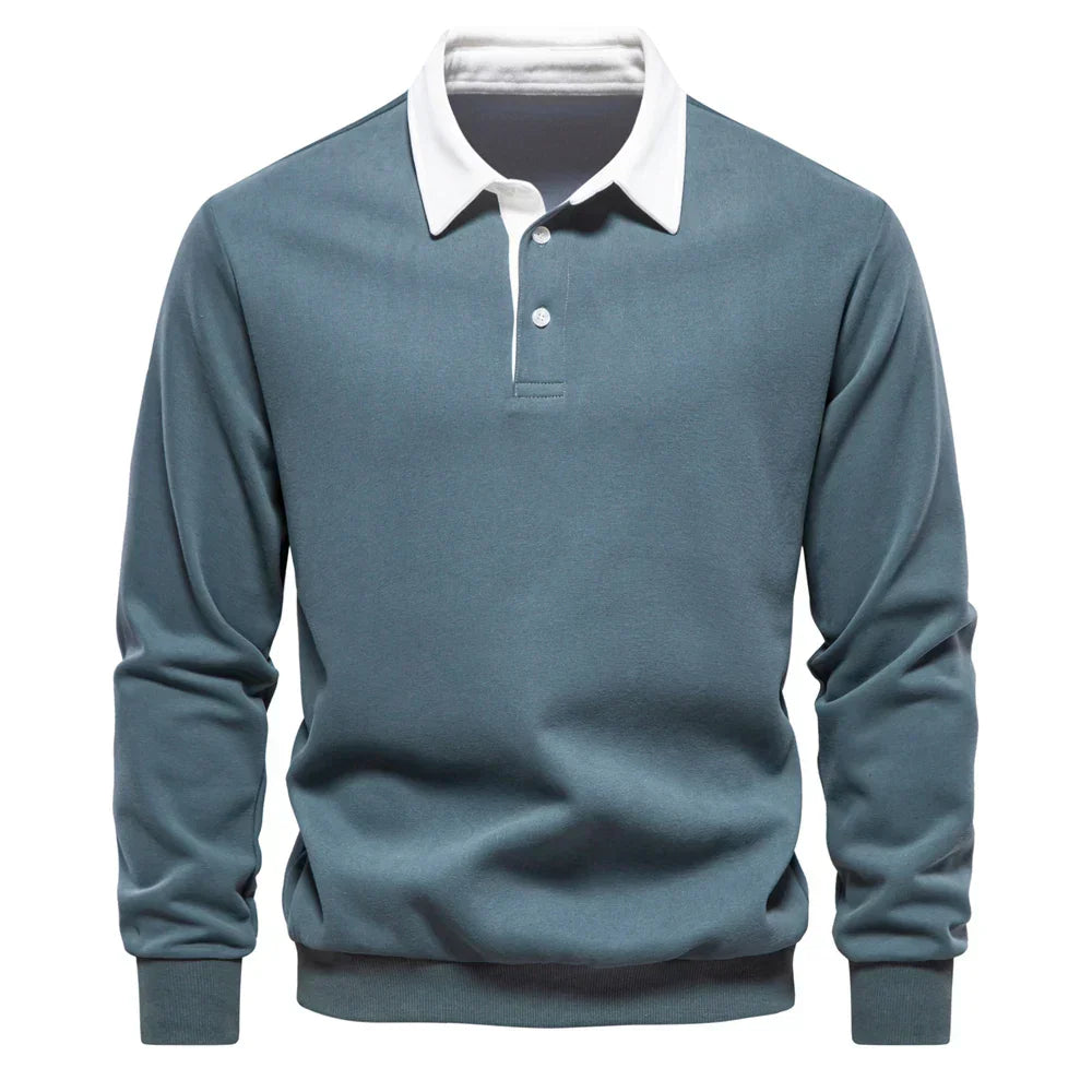 Mens Cotton Polo Sweater Navy Blue