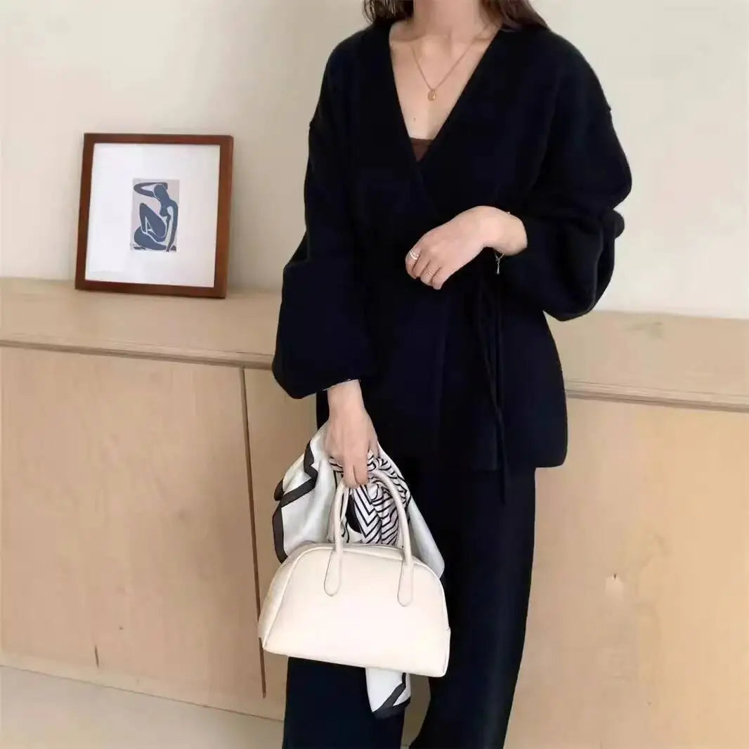 Soft Warm Knit Pants Suit Set