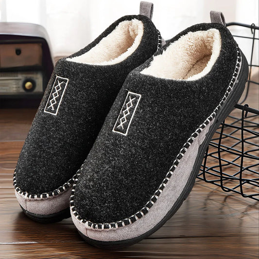 Warm Men's Cozy Fleece Slippers with Grip Sole - OutfitLondon
