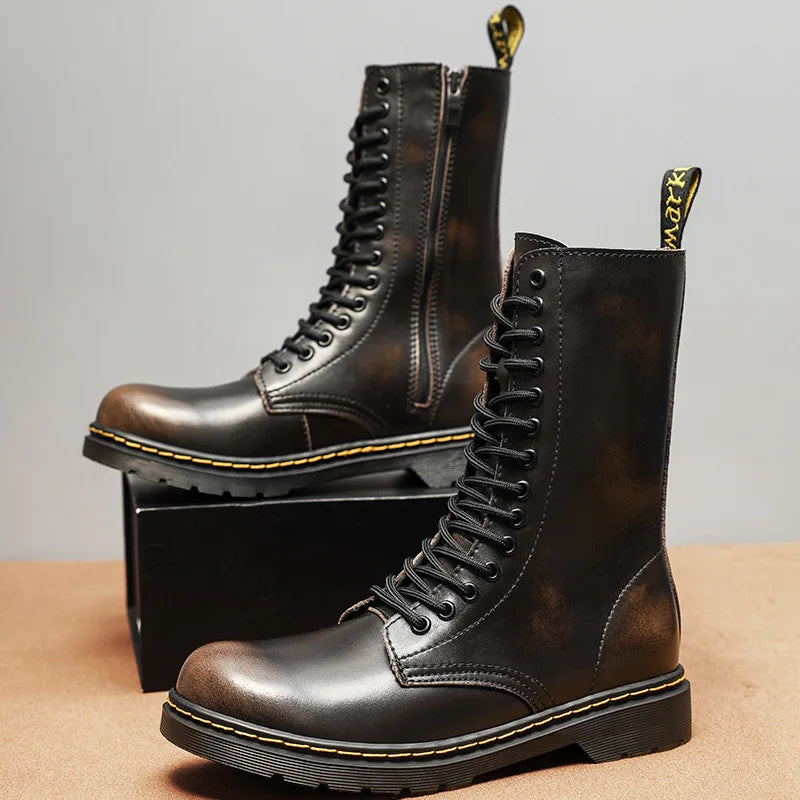 Thermal Waterproof Leather Tall Winter Boots UK