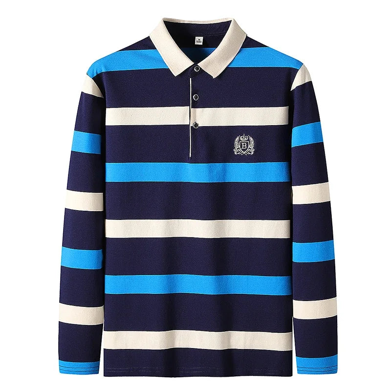 Traditional Casual Horizontal Stripe Polo Shirt