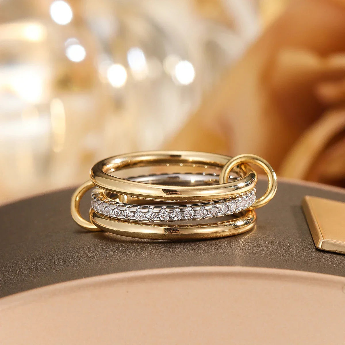 Classic Two Tone Copper Ring Set