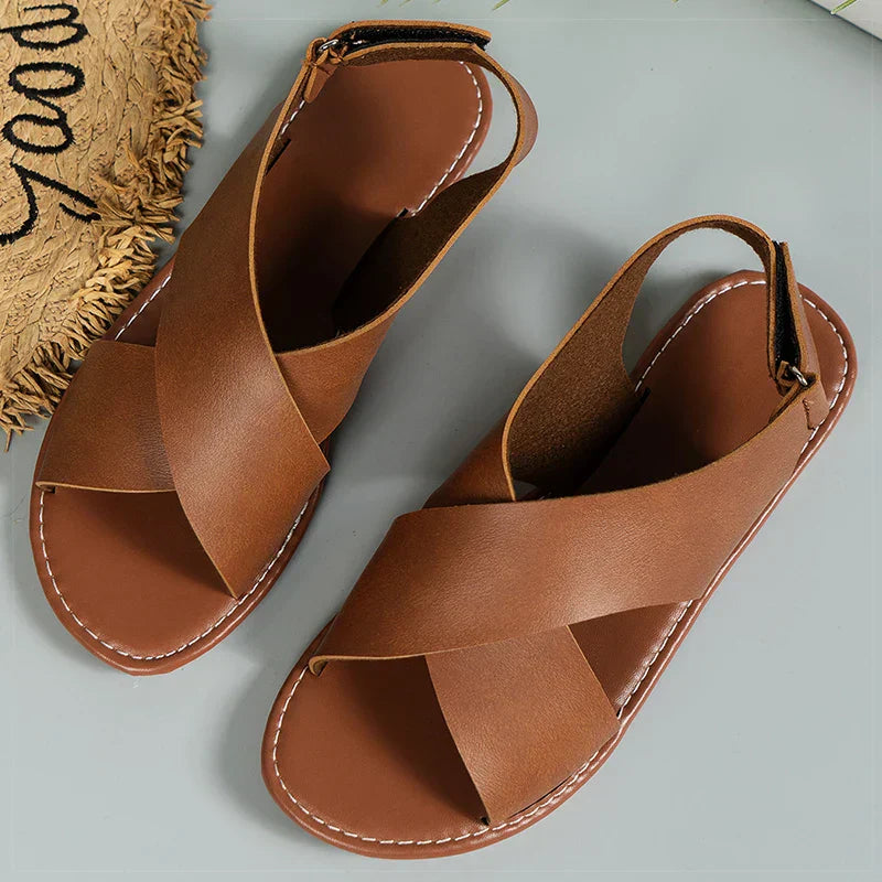 Chic Cross Strap Flat Sandals