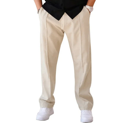 Relaxed Fit Straight Leg Elastic Waist Pants