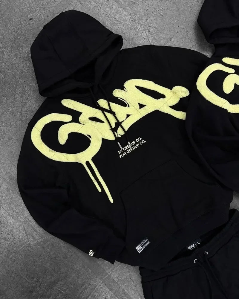 Fashionable City Large Print Hooded Sweatshirt