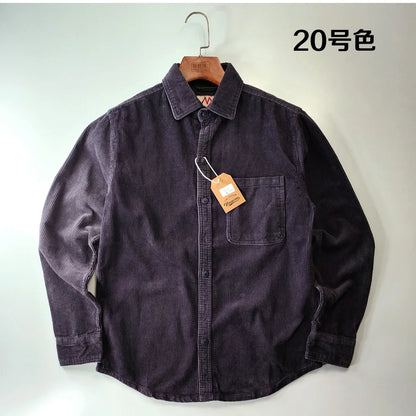 Relaxed Fit Corduroy Button Down Shirt for Men