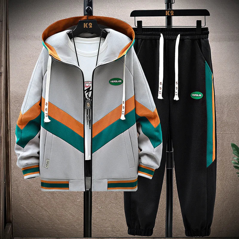 Men's Graphic Patch Hoodie Tracksuit Set