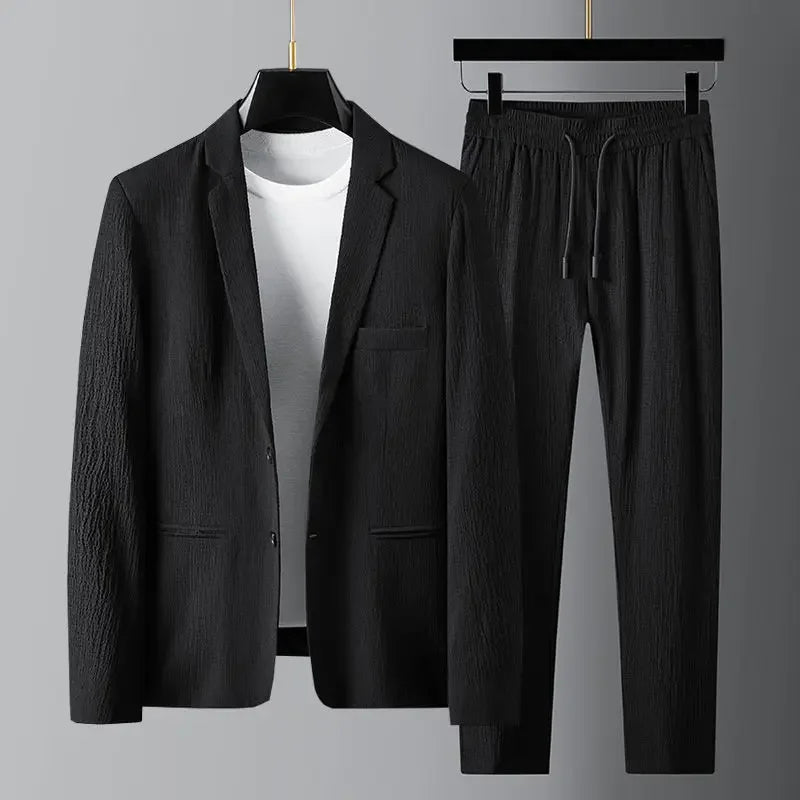 Men's Slim Fit Drawstring Suit Pants