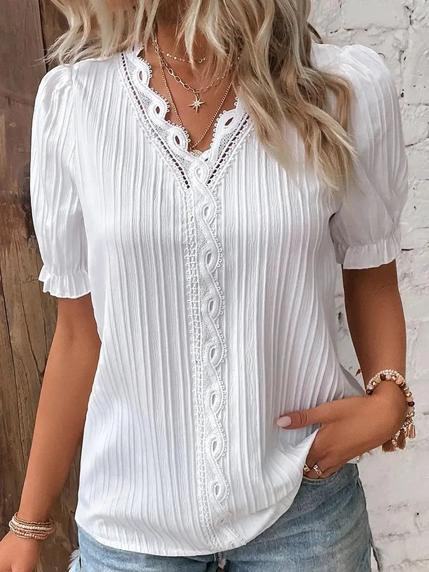 Women's Short Sleeve Lace Blouse