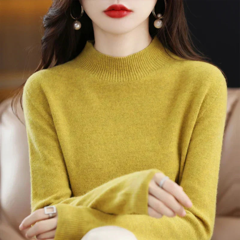 Cozy Ladies Merino Wool Crew Sweater - OutfitLondon
