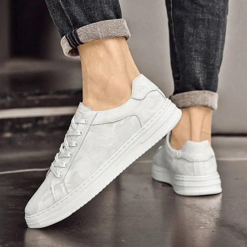 Premium Leather Sneakers - Classic Style Comfort Shoes