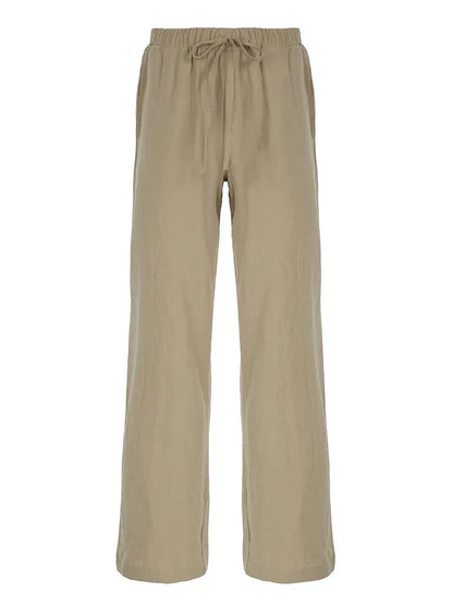 Relaxed Fit Linen Trousers with Pockets