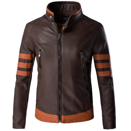 Men's Vintage Motorcycle Faux Leather Jacket - OutfitLondon