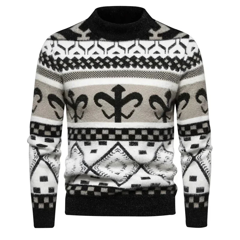 Faux Fur Crew Neck Men's Sweater
