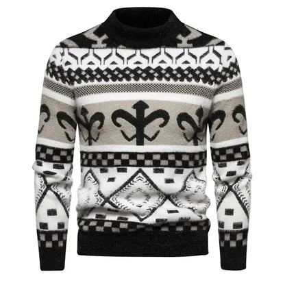 Faux Fur Crew Neck Men's Sweater