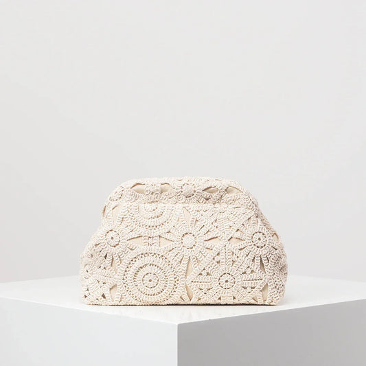 Women's Bohemian Lace Clutch Handwoven Straw Natural - OutfitLondon