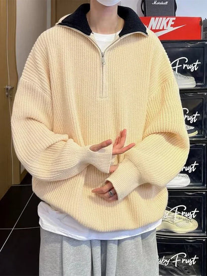Classic Casual Men's Zip Neck Sweater
