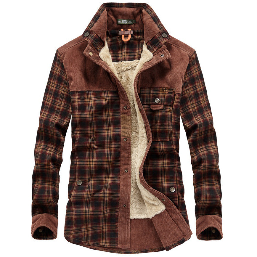 Warm Flannel Plaid Shirt with Fleece Inside