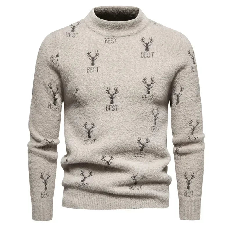 Faux Fur Crew Neck Men's Sweater