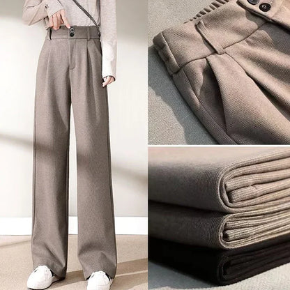 Relaxed Fit Warm Straight Leg Trousers - OutfitLondon