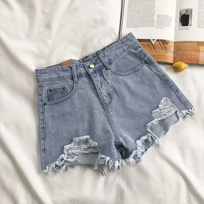 Torn High Waisted Faded Denim Shorts