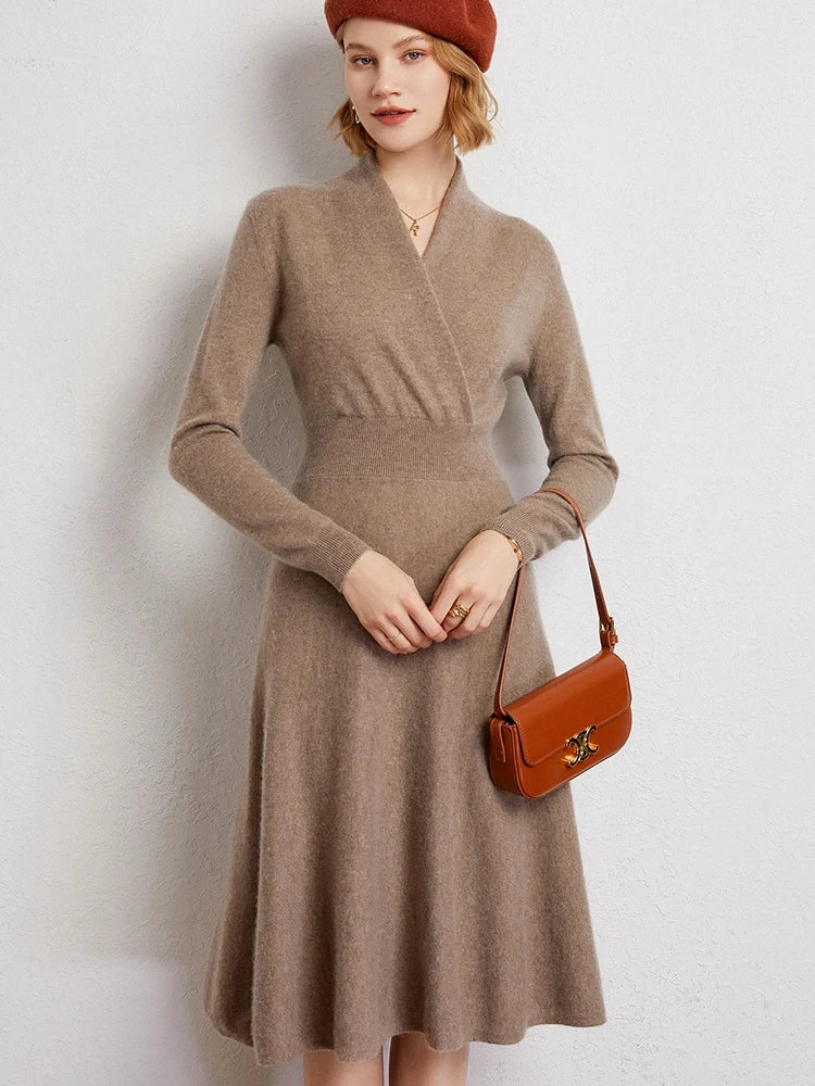 Matilda Women's Cashmere Wrap Dress Ultrasoft - OutfitLondon