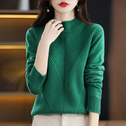 Cozy Ladies Cable Knit Pullover Sweater