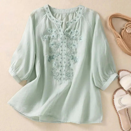 Delicate Floral Loose Fit Summer Blouse