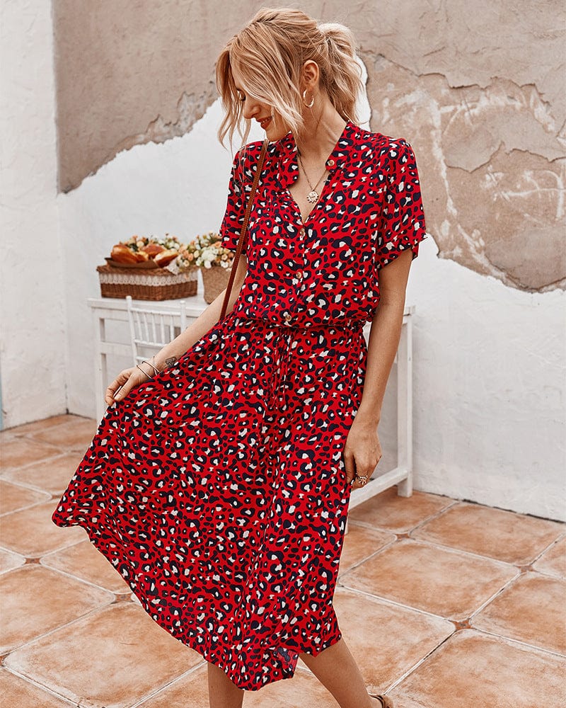 Comfortable Floral Mid Length Summer Dress