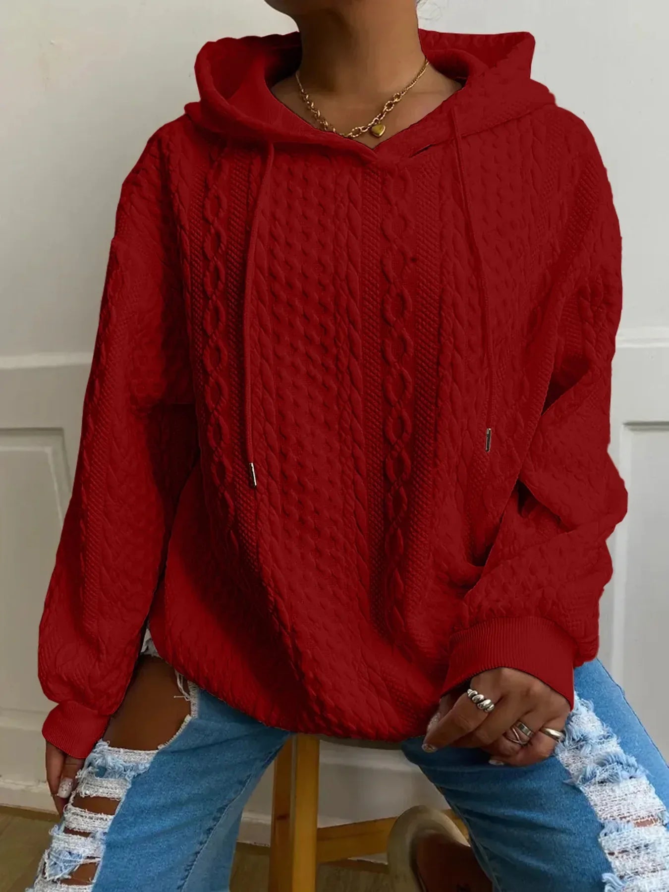 Warm Women's Long Sleeve Winter Hooded Sweatshirt