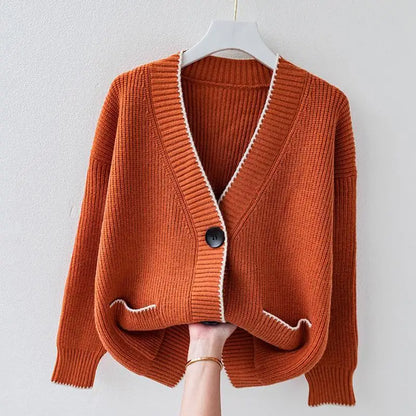 Elegant Ladies' Button Front Sweater - OutfitLondon