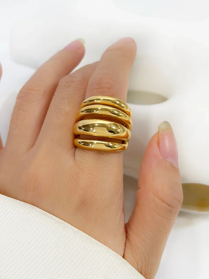 Elegant Metallic Trendy Cocktail Ring