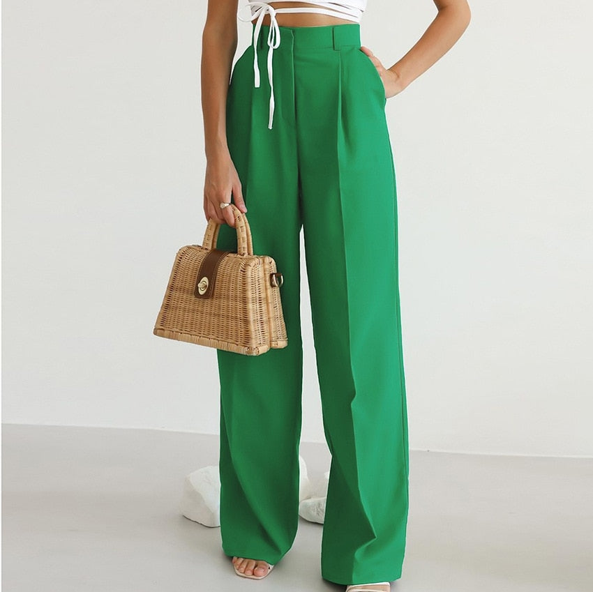 Comfortable Fit Women's Wide Leg Dress Pants - OutfitLondon