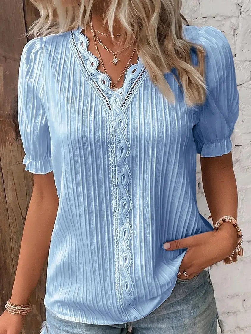 Women's Short Sleeve Lace Blouse