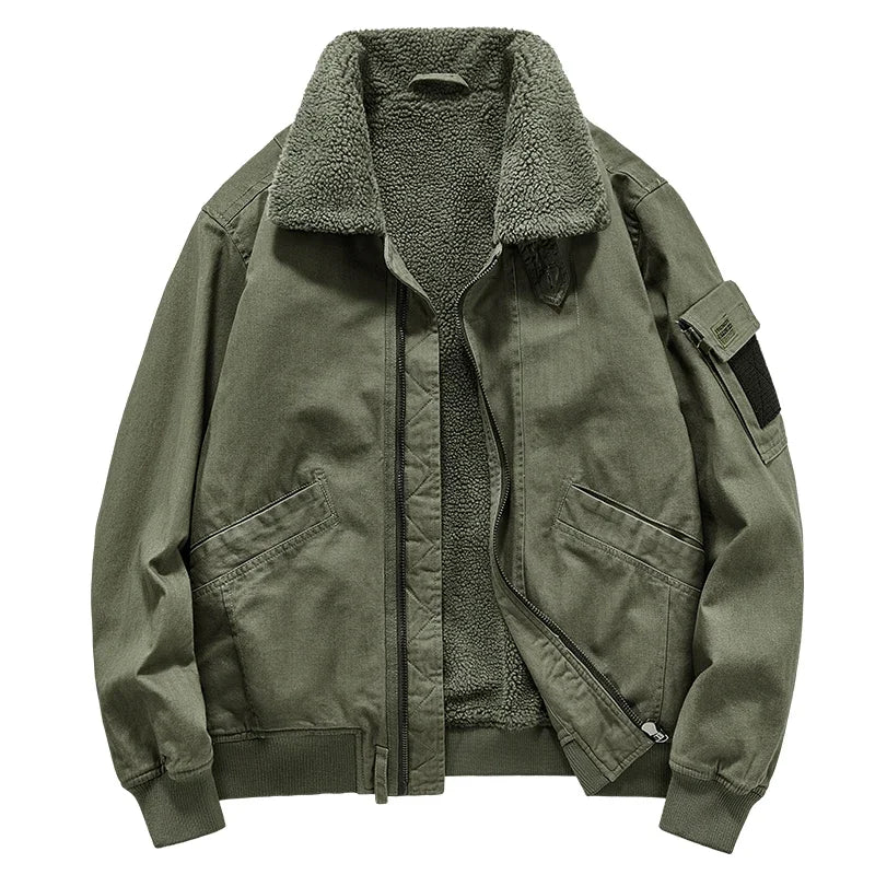 Men's Sherpa Jacket Durable Cotton Rugged Zip Front