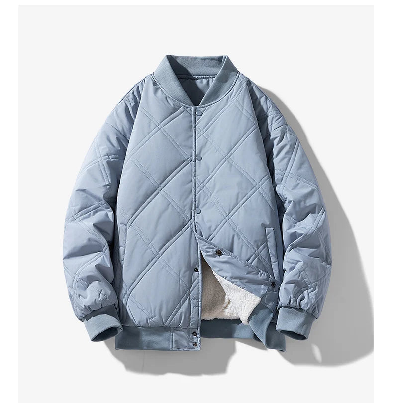 Men's Fleece Lined Cotton Jacket Winter Warm Quilted Padded