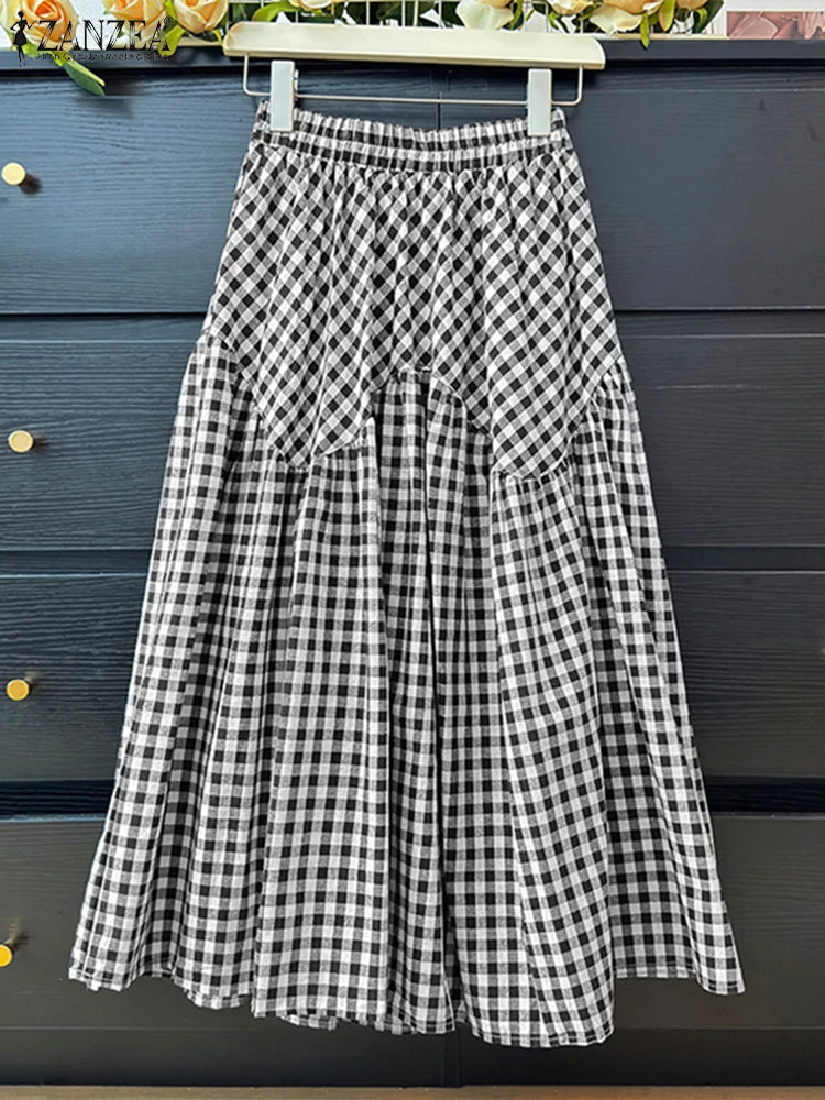 Plaid Pleated Midi Tartan Skirt