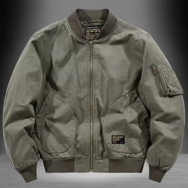 Relaxed Fit Cotton Bomber Jacket - OutfitLondon
