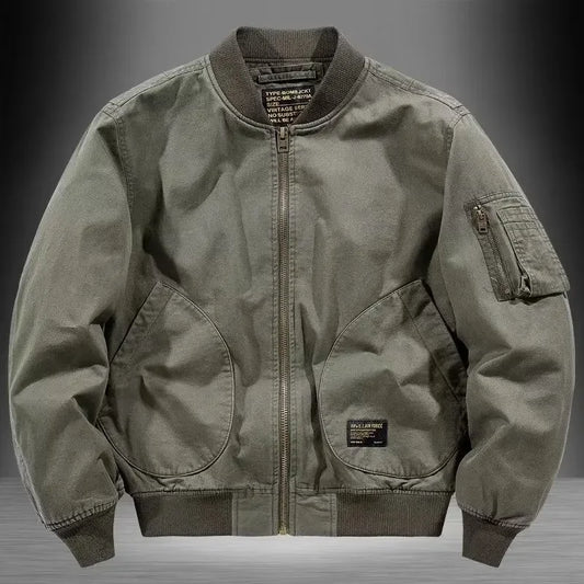 Relaxed Fit Cotton Bomber Jacket - OutfitLondon