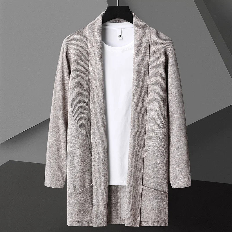 Men's Lightweight Cardigan Matte Cotton Linen Blend Open Front