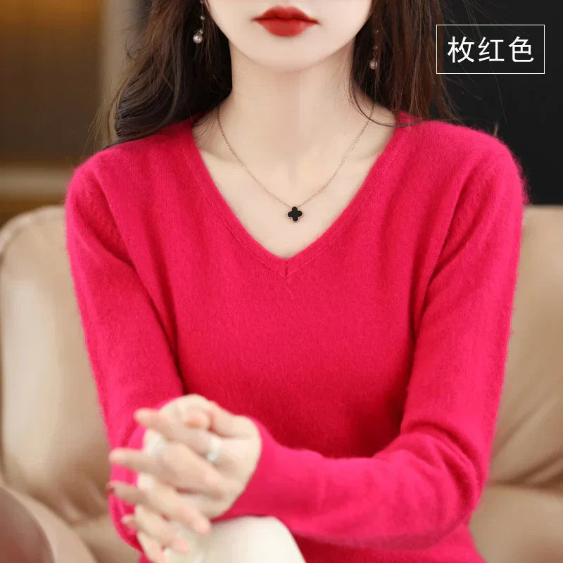 Soft Cashmere V Neck Sweater For Women Fit