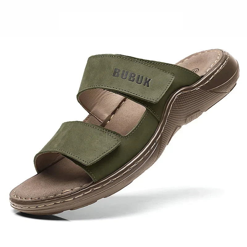 Genuine Leather Men's Beach Slip On Shoes - OutfitLondon