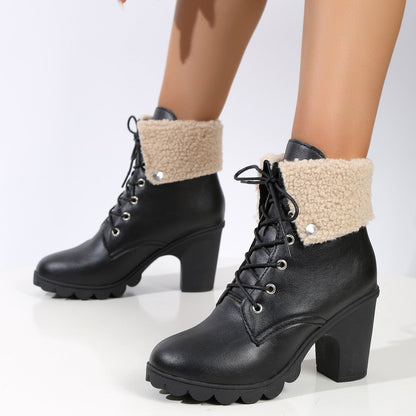 Warm Women's Winter Boots with Ties