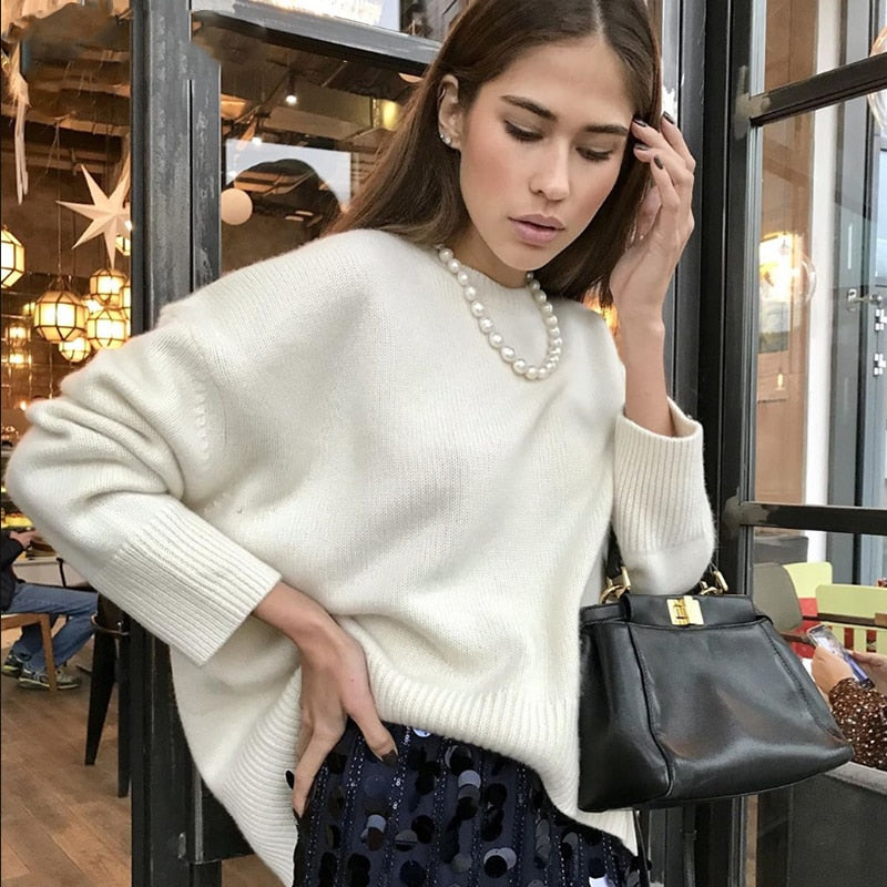 Soft Chunky Knit Crew Sweater - OutfitLondon