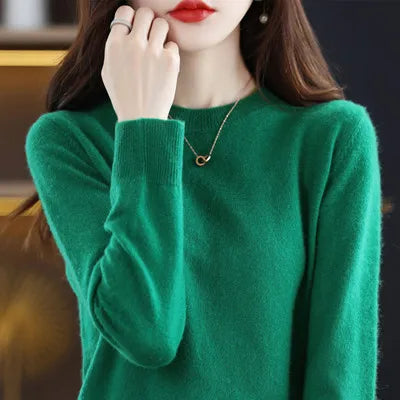Warm Ladies Cozy Wool Crew Sweater