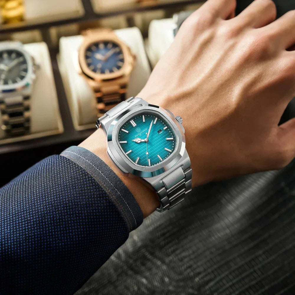 Men's Stainless Steel Quartz Watch Water Resistant Date Display - OutfitLondon