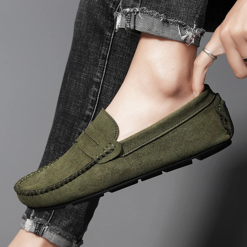 Relaxed Fit Leather Slip On Shoes For Men - OutfitLondon