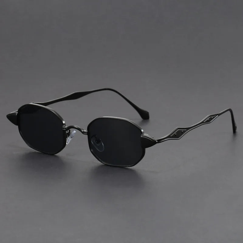Aurelian Gold Rectangular Metal Sunglasses UV400 Protection