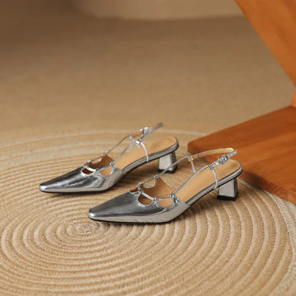 Authentic Leather High Heel Sandals
